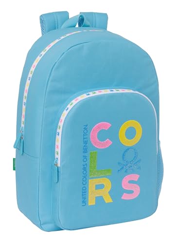 Safta M876 BENETTON Pop Schulrucksack, anpassbar an den Wagen, ideal für Kinder unterschiedlichen Alters, bequem und vielseitig, Qualität und Stärke, Grau Unisex Kinder (1 Stück), Himmelblau, von safta