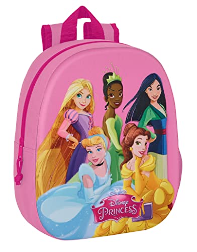 Safta M890a PRINCESAS DISNEY Schulrucksack, 3D-Design, anpassbar an den Wagen, ideal für Kinder unterschiedlichen Alters, bequem und vielseitig, Qualität und Stärke, 27 x 10 x 33 cm, Unisex, Kinder (1 von safta