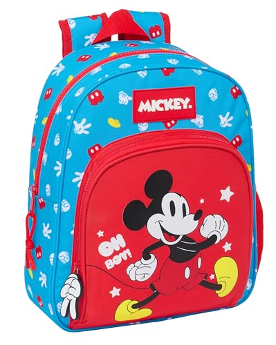 Safta MICKEY MOUSE FANTASTIC Kinderrucksack, ideal für Kinder unterschiedlichen Alters, bequem und vielseitig, Qualität und Widerstandsfähigkeit, 28 x 10 x 34 cm, Blau/Rot, blau/rot, Estándar, Casual von safta