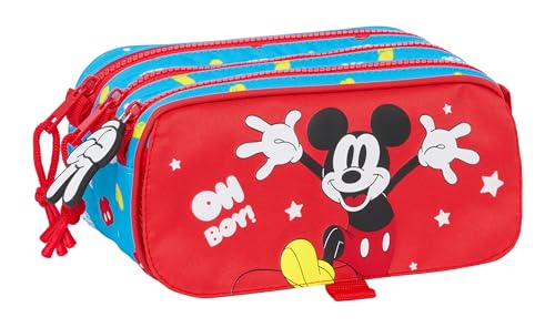 Safta MICKEY Mouse FANTASTIC Federmäppchen mit Dreifach-Big, Federmäppchen für Kinder, ideal für Schulkinder, bequem und vielseitig, Qualität und Stärke, 21,5 x 8 x 10 cm, Blau/Rot, blau/rot, von safta