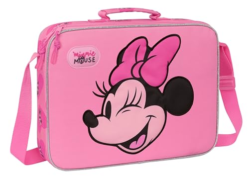 Safta MINNIE MOUSE LOVING - Außerschule Geldbörse, Aktentasche, Umhängetasche, bequem und vielseitig, Qualität und Widerstandsfähigkeit, 38 x 6 x 28 cm, Rosa, Rosa, Estándar, Casual von safta