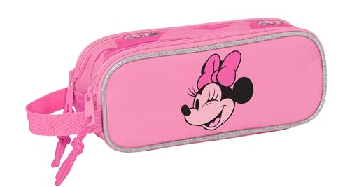 Safta MINNIE MOUSE LOVING – Federmäppchen für Kinder, Federmäppchen für Kinder, ideal für Schulkinder, bequem und vielseitig, Qualität und Widerstandsfähigkeit, 21 x 6 x 8 cm, Rosa, Rosa, Estándar, von safta