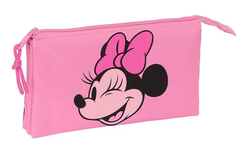 Safta MINNIE MOUSE LOVING – Federmäppchen für Kinder, Federmäppchen für Kinder, ideal für Schulkinder, bequem und vielseitig, Qualität und Widerstandsfähigkeit, 22 x 3 x 12 cm, Rosa, Rosa, Estándar, von safta