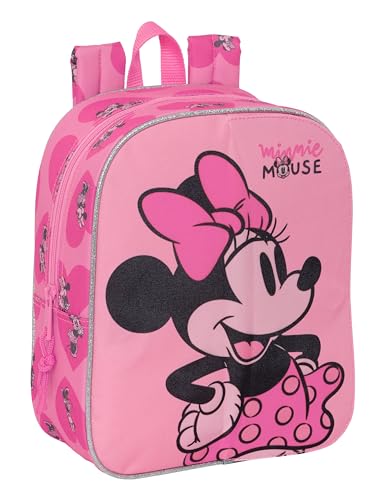 Safta MINNIE MOUSE LOVING Kindertasche, anpassbar an den Wagen, einfache Reinigung, ideal für Kinder unterschiedlichen Alters, bequem und vielseitig, Qualität und Stärke, 22 x 10 x 27 cm, Rosa, Rosa, von safta