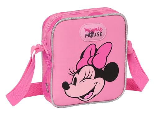 Safta MINNIE MOUSE LOVING Kleine Umhängetasche für Kinder, Kindertasche, ideal für Kinder von 5 bis 14 Jahren, bequem und vielseitig, Qualität und Stärke, 16 x 4 x 18 cm, Rosa, Rosa, Estándar, Casual von safta