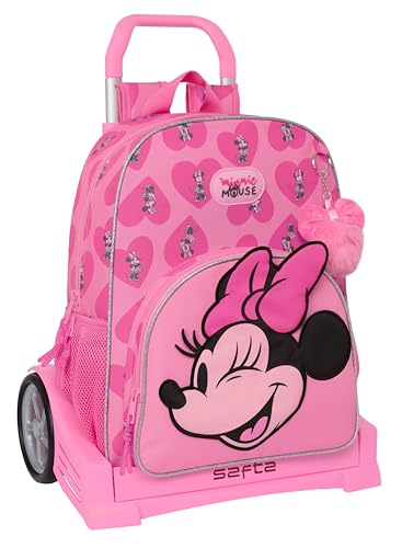 Safta MINNIE MOUSE LOVING Schulrucksack 180, ergonomischer Rücken, mit Evolution Trolley, ideal für Kinder unterschiedlichen Alters, bequem und vielseitig, Qualität und Widerstandsfähigkeit, 33 x 14 x von safta