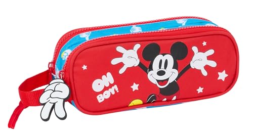 Safta Mickey Mouse Fantastic Federmäppchen für Kinder, Federmäppchen für Kinder, ideal für Schulkinder, bequem und vielseitig, Qualität und Widerstandsfähigkeit, 21 x 6 x 8 cm, Blau/Rot, blau/rot, von safta