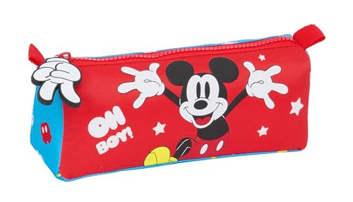 Safta Mickey Mouse Fantastic Federmäppchen mit Reißverschluss und Fach, Federmäppchen für Kinder, ideal für Schulkinder, vielseitig einsetzbar, Qualität und Widerstandsfähigkeit, 21 x 7 x 8 cm, von safta