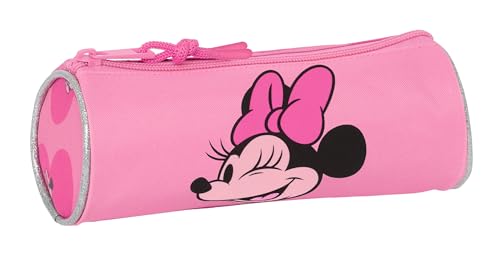 Safta Minnie Mouse Loving - Rundes Federmäppchen für Kinder, Federmäppchen für Kinder, ideal für Kinder von 5 bis 14 Jahren, bequem und vielseitig, Qualität und Stärke, 20 x 7 cm, Rosa, Rosa, von safta