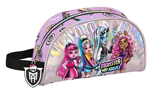 Safta Monster High Kulturbeutel für Kinder, anpassbar, ideal für Kinder von 5 bis 14 Jahren, bequem und vielseitig, Qualität und Haltbarkeit, 26 x 16 x 9 cm, Lila, Lila, Estándar, Lässig von safta