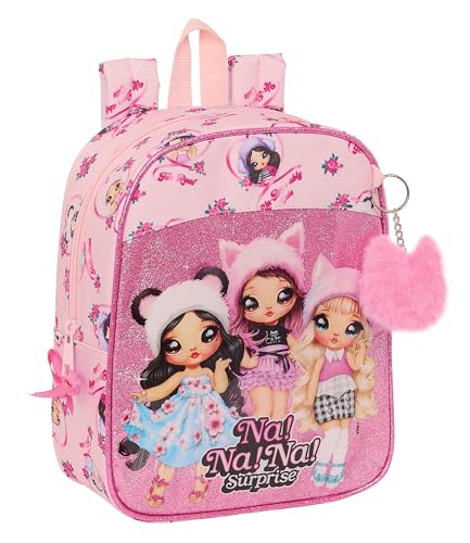 Safta NANANA FABULOUS Kinderrucksack, Kinderrucksack, Schulrucksack, anpassbar an Kinderwagen, ideal für Kindergarten, bequem und vielseitig, Qualität und Widerstandsfähigkeit, 22 x 10 x 27 cm, Rosa, von safta