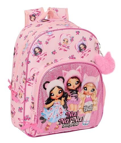 Safta NANANA FABULOUS Kinderrucksack, ideal für Kinder unterschiedlichen Alters, bequem und vielseitig, Qualität und Widerstandsfähigkeit, 28 x 10 x 34 cm, Rosa, Rosa, Estándar, Casual von safta