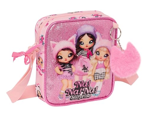 safta Unisex Kids M222 TROLLS 3 - Kleine Kuriertasche, Kinder Umhängetasche, ideal für Kinder von 5 bis 14 Jahren, bequem und vielseitig, Qualität und Belastbarkeit, 16 x 4 x 18 cm, Rosa, rose, von safta