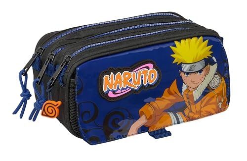 Safta Naruto Ninja Federmäppchen mit DREI Fächern, für Kinder, ideal für Kinder im Schulalter, bequem und vielseitig, Qualität und Widerstandsfähigkeit, 21,5 x 8 x 10 cm, Schwarz/Blau, schwarz/blau, Safta Naruto Ninja Federmäppchen mit DREI Fächern, für Kinder, ideal für Kinder im Schulalter, bequem und vielseitig, Qualität und Widerstandsfähigkeit, 21,5 x 8 x 10 cm, Schwarz/Blau, schwarz/blau, von safta