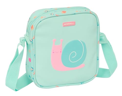 Safta PREESCOLAR CARACOL Kleine Umhängetasche für Kinder, Kindertasche, ideal für Kinder von 5 bis 14 Jahren, bequem und vielseitig, Qualität und Widerstandsfähigkeit, 16 x 4 x 18 cm, Helltürkis, von safta