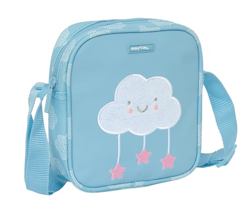 Safta PREESCOLAR NUBE Kleine Umhängetasche für Kinder, Kindertasche, ideal für Kinder von 5 bis 14 Jahren, bequem und vielseitig, Qualität und Widerstandsfähigkeit, 16 x 4 x 18 cm, Pastellblau, von safta