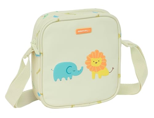 Safta PREESCOLAR SELVA Kleine Umhängetasche für Kinder, Kindertasche, ideal für Kinder von 5 bis 14 Jahren, bequem und vielseitig, Qualität und Widerstandsfähigkeit, 16 x 4 x 18 cm, gebrochenes Weiß, von safta