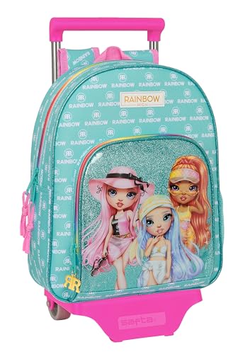 Safta RAINBOW HIGH PARADISE Kinderrucksack mit Trolley 705, ideal für Kinder unterschiedlichen Alters, bequem und vielseitig, Qualität und Widerstandsfähigkeit, 28 x 10 x 34 cm, Türkis, Blau/Türkis, von safta