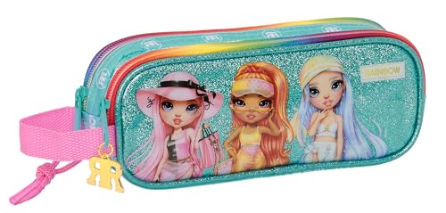 Safta Rainbow HIGH Paradise – Federmäppchen für Kinder, Federmäppchen für Kinder, ideal für Schulkinder, bequem und vielseitig, Qualität und Widerstandsfähigkeit, 21 x 6 x 8 cm, Türkis, Blau/Türkis, von safta