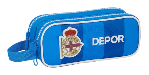 Safta Real Deportivo De La Coruña – Federmäppchen für Kinder, Federmäppchen für Kinder, ideal für Schulkinder, bequem und vielseitig, Qualität und Widerstandsfähigkeit, 21 x 6 x 8 cm, Blau, blau, von safta