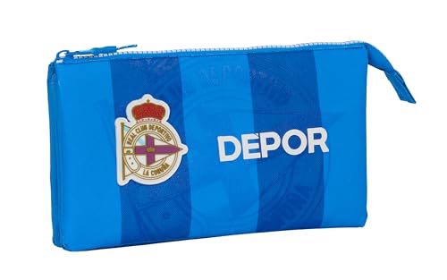 Safta Real Deportivo De La Coruña – Federmäppchen für Kinder, Federmäppchen für Kinder, ideal für Schulkinder, bequem und vielseitig, Qualität und Widerstandsfähigkeit, 22 x 3 x 12 cm, Blau, blau, von safta