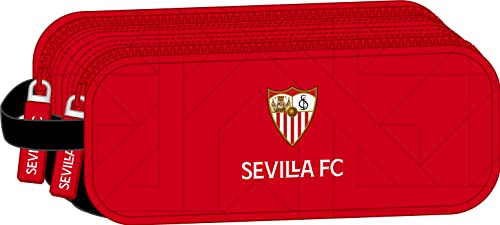 Safta SEVILLA FC - Federmäppchen für Kinder, für Kinder, ideal für Kinder im Schulalter, bequem und vielseitig, Qualität und Widerstand, 21 x 6 x 8 cm, Rot/Schwarz, rot/schwarz, Estándar, Casual von safta