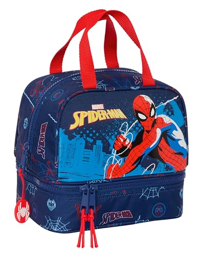 Safta SPIDERMAN NEON Lunchbox, hochwertig und widerstandsfähig, für Lebensmittel, Erholung, Snack und Frühstück, 20 x 15 x 20 cm, Marineblau, marineblau, Estándar, Casual von safta