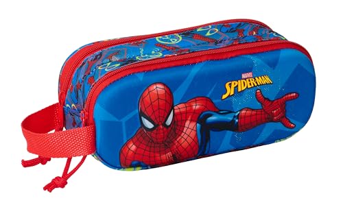 safta Spiderman 3D Doppelmäppchen für Kinder, ideal für Kinder im Schulalter, bequem und vielseitig, Qualität und Widerstandsfähigkeit, 21 x 6 x 8 cm, Marineblau/Rot, M, Casual safta Spiderman 3D Doppelmäppchen für Kinder, ideal für Kinder im Schulalter, bequem und vielseitig, Qualität und Widerstandsfähigkeit, 21 x 6 x 8 cm, Marineblau/Rot, M, Casual von safta
