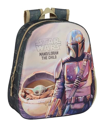 Safta THE MANDALORIAN Schulrucksack mit 3D-Design, anpassbar an den Wagen, ideal für Kinder verschiedener Altersgruppen, bequem und vielseitig, Qualität und Widerstandsfähigkeit, 27 x 10 x 33 cm, von safta