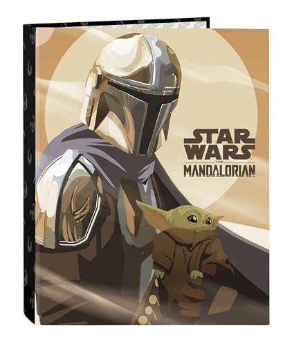 Safta THE MANDALORIAN THIS THE WAY Ordner mit Folios 4 Ringen, ideal für Kinder unterschiedlichen Alters, bequem und vielseitig, Qualität und Widerstandsfähigkeit, 26,5 x 33 cm, Schwarz, Schwarz, von safta