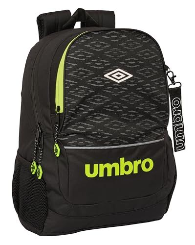 Safta UMBRO LIMA Schulrucksack, ideal für Kinder unterschiedlichen Alters, bequem und vielseitig, Qualität und Widerstandsfähigkeit, 32 x 16 x 44 cm, Schwarz, Schwarz , Estándar, Casual von safta