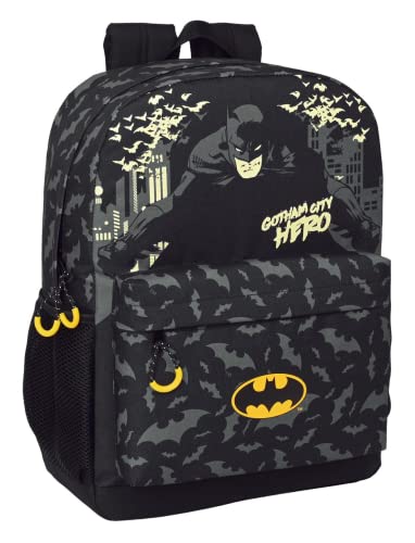 Safta Unisex Kinder 612269754 Rucksack Adapt.A Batman Hero 32 x 43 x 14 cm, Schwarz von safta