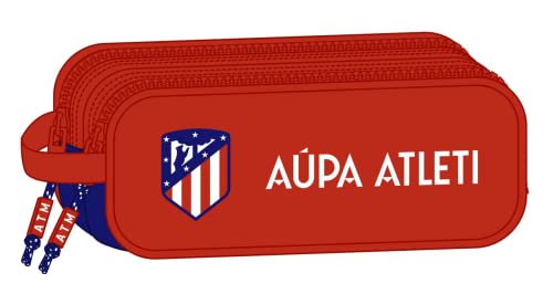 Safta Unisex Kinder Doppeltes Federmäppchen von Atlético de Madrid, 210 x 60 x 80 mm, Rot und Marineblau von safta