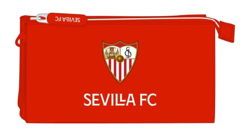 Safta Unisex Kinder Federmäppchen mit DREI Fächern, Sevilla FC-Dreifach-Etui, 220 x 30 x 120 mm, rot von safta