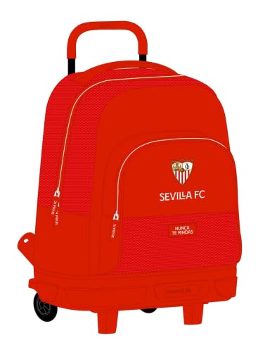 Safta Unisex Kinder Großer Rucksack mit Rädern, kompakt, abnehmbar, Sevilla FC, 330 x 220 x 450 mm, rot von safta