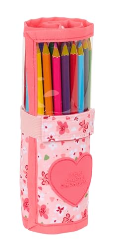 Safta VMB IN Bloom – Nützliches Rolletui, Federmäppchen für Kinder, ideal für Kinder von 5 bis 14 Jahren, bequem und vielseitig, Qualität und Stärke, 7 x 20 cm, Rosa, Rosa, Estándar, Casual von safta