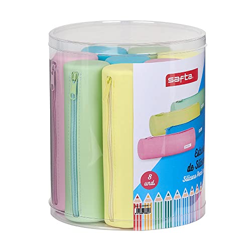 Set mit 8 runden Stiftehaltern aus Silikon, Sortiert, 195 x 230 mm von safta