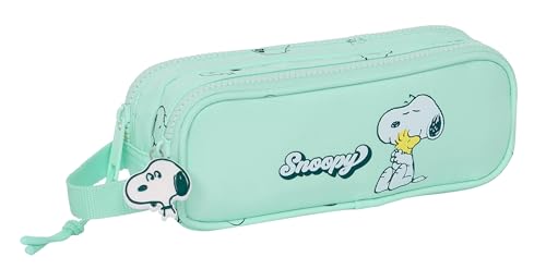 Snoopy Groovy Federmäppchen für Kinder, Federmäppchen für Kinder, ideal für Schulkinder, bequem und vielseitig, Qualität und Widerstandsfähigkeit, 21 x 6 x 8 cm, Wassergrün, Meeresgrün, Estándar, von safta