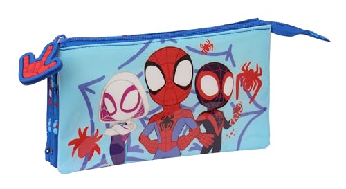 Spidey Federmäppchen für Kinder, Federmäppchen für Kinder, ideal für Schulkinder, bequem und vielseitig, Qualität und Widerstandsfähigkeit, 22 x 3 x 12 cm, Blau, blau, Estándar, Casual von safta