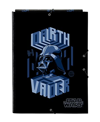 Star Wars Digital Escape Ordner mit 3 Klappen, ideal für Kinder verschiedener Altersgruppen, bequem und vielseitig, Qualität und Widerstandsfähigkeit, 26 x 36,5 cm, Schwarz, Schwarz, Estándar, Lässig von safta