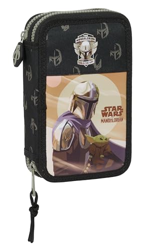 THE MANDALORIAN THIS THE WAY Schulmäppchen für Kinder, Federmäppchen mit Farben, mit 28 Utensilien, ideal für Kinder von 5 bis 14 Jahren, vielseitig einsetzbar, Qualität und Beständigkeit, 12,5 x 4 x von safta