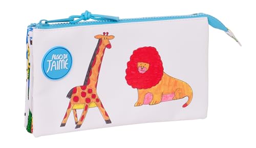 safta ALGO DE Jaime – Federmäppchen für Kinder, Federmäppchen für Kinder, ideal für Schulkinder, bequem und vielseitig, Qualität und Beständigkeit, 22 x 3 x 12 cm, Weiß, weiß, Estándar, Casual von safta