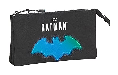 SAFTA Batman Bat-Tech, Schwarz, 220x30x120 mm, Dreifach Federmäppchen von safta