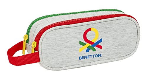 safta Benetton Pop - Federmäppchen für Kinder, für Kinder, ideal für Kinder von 5 bis 14 Jahren, bequem und vielseitig, Qualität und Stärke, 21 x 6 x 8 cm, Grau, grau, Estándar, Lässig von safta