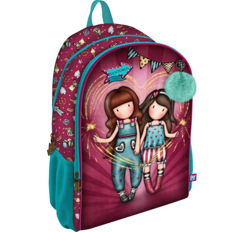 safta Kinderrucksack Schulrucksack Gorjuss Fireworks Granatrot (31.5 x 44 x 22.5 cm) von safta