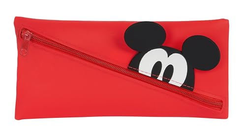 Safta Mickey Federmäppchen für Kinder, Federmäppchen für Kinder, ideal für Schulkinder, bequem und vielseitig, Qualität und Widerstandsfähigkeit, 22 x 1 x 11 cm, Rot, rot, Estándar, Casual von safta