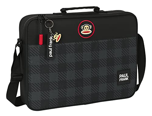 Safta PAUL FRANK Campers - Geldbörse für die Schule, Aktentasche, Umhängetasche, bequem und vielseitig, Qualität und Stärke, 38 x 6 x 28 cm, Schwarz, Schwarz, Estándar, Casual von safta