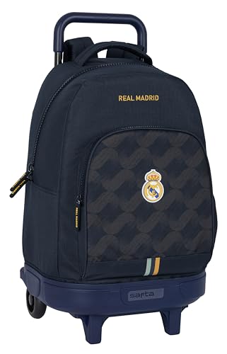 Safta Real Madrid 2. Team 23/24 Rucksack mit Rädern, kompakt, abnehmbar, ideal für Kinder unterschiedlichen Alters, bequem und vielseitig, Qualität und Widerstandsfähigkeit, 33 x 22 x 45 cm, von safta