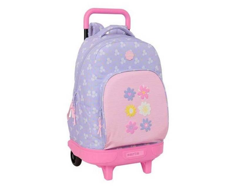 safta Rucksack Schulrucksack mit Rädern Safta Bouquet Rosa Lila 33 x 45 x 22 cm von safta