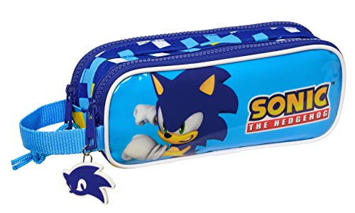 Sonic - Federmäppchen für Kinder, für Kinder, ideal für Kinder im Schulalter, bequem und vielseitig, Qualität und Widerstand, 21 x 6 x 8 cm, Blau, blau, Estándar, Lässig von safta